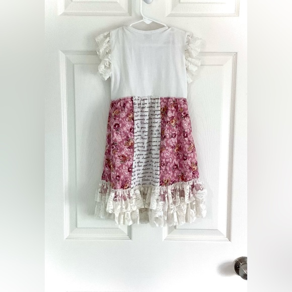 Cream Floral Dress with Rose Ivory Lace - Picture 11 of 16